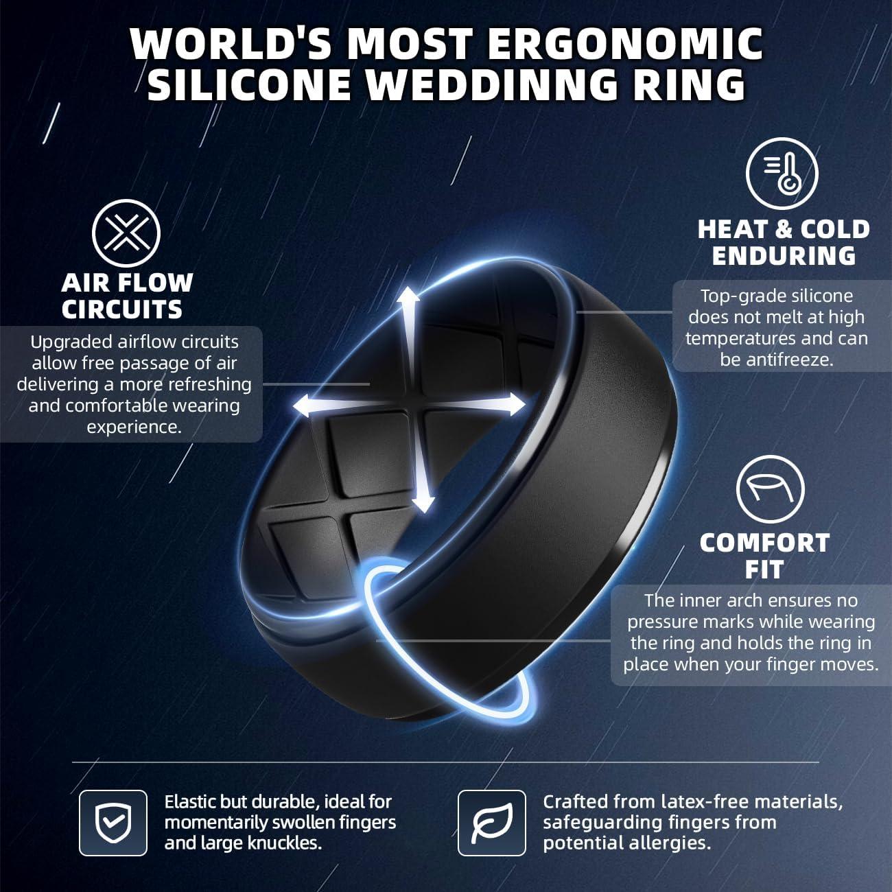 Egnaro Inner Arc Ergonomic Breathable Design, Silicone Rings Mens with ...