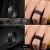 Egnaro Inner Arc Ergonomic Breathable Design, Silicone Rings Mens with Half Sizes, 1/4/5/6/7 Rubber Wedding Bands, 10mm Wide-2.5mm Thick(SETH2-Black Black Gray Black Gray-Dark Black Camo Metallic Silver)