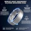 Egnaro Inner Arc Ergonomic Breathable Design, Silicone Rings Mens with Half Sizes, 1/4/5/6/7 Rubber Wedding Bands, 10mm Wide-2.5mm Thick(SETH2-Black Black Gray Black Gray-Dark Black Camo Metallic Silver)