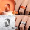 Egnaro Inner Arc Ergonomic Breathable Design, Silicone Rings Mens with Half Sizes, 1/4/5/6/7 Rubber Wedding Bands, 10mm Wide-2.5mm Thick(SETH6-Black Black Gray Metallic Silver Fire Camo)