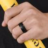 Egnaro Inner Arc Ergonomic Breathable Design, Silicone Rings Mens with Half Sizes, 1/4/5/6/7 Rubber Wedding Bands, 10mm Wide-2.5mm Thick(SETI-Black)