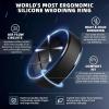 Egnaro Inner Arc Ergonomic Breathable Design, Silicone Rings Mens with Half Sizes, 1/4/5/6/7 Rubber Wedding Bands, 10mm Wide-2.5mm Thick(SETI-Black)