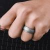 Egnaro Inner Arc Ergonomic Breathable Design, Silicone Rings Mens with Half Sizes, 1/4/5/6/7 Rubber Wedding Bands, 10mm Wide-2.5mm Thick(SETJ-Metallic Silver)