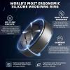 Egnaro Inner Arc Ergonomic Breathable Design, Silicone Rings Mens with Half Sizes, 1/4/5/6/7 Rubber Wedding Bands, 10mm Wide-2.5mm Thick(SETK-Metallic Black Gray)