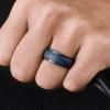 Egnaro Inner Arc Ergonomic Breathable Design, Silicone Rings Mens with Half Sizes, 1/4/5/6/7 Rubber Wedding Bands, 10mm Wide-2.5mm Thick(SETM-Black Gray-Blue Camo)