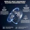 Egnaro Inner Arc Ergonomic Breathable Design, Silicone Rings Mens with Half Sizes, 1/4/5/6/7 Rubber Wedding Bands, 10mm Wide-2.5mm Thick(SETM-Black Gray-Blue Camo)