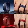 Egnaro Inner Arc Ergonomic Breathable Design, Silicone Rings Mens with Half Sizes, 1/4/5/6/7 Rubber Wedding Bands, 10mm Wide-2.5mm Thick(SETP-Red  Dark Blue  Deep Blue  Olive Green)