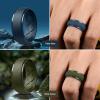 Egnaro Inner Arc Ergonomic Breathable Design, Silicone Rings Mens with Half Sizes, 1/4/5/6/7 Rubber Wedding Bands, 10mm Wide-2.5mm Thick(SETP-Red  Dark Blue  Deep Blue  Olive Green)