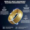 Egnaro Inner Arc Ergonomic Breathable Design, Silicone Rings Mens with Half Sizes, 1/4/5/6/7 Rubber Wedding Bands, 10mm Wide-2.5mm Thick(SETQ-Metal Gold  Chestnut  Black Gray Camoue  Black  White  Olive Green  Orange)