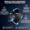 Egnaro Inner Arc Ergonomic Breathable Design, Silicone Rings Mens with Half Sizes, 1/4/5/6/7 Rubber Wedding Bands, 10mm Wide-2.5mm Thick(Seto-black  Black Grey  Light Grey  Red  Dark Blue  Dark Blue  Olive Green)