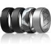 Egnaro Inner Arc Ergonomic Breathable Design, Silicone Rings Mens with Half Sizes, 1/4/5/6/7 Rubber Wedding Bands, 10mm Wide-2.5mm Thick(SETH2-Black Black Gray Black Gray-Dark Black Camo Metallic Silver)