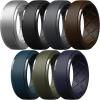 Egnaro Men’s Silicone Rings 10mm Wide 2.5mm Thick Rubber Wedding Bands, Multipack 1/4/7 Breathable Comfort Fit For Workout(SETA1-Black  Black Gray  Sliver  Midnight Blue  Twilight Blue  Olive Green  Dark Brown)
