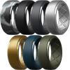 Egnaro Men’s Silicone Rings 10mm Wide 2.5mm Thick Rubber Wedding Bands, Multipack 1/4/7 Breathable Comfort Fit For Workout(SETA3-Black  Black Gray  Bronze  Silver  Dark Blue  Black Gray Camo  Olive Green)