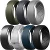 Egnaro Men’s Silicone Rings 10mm Wide 2.5mm Thick Rubber Wedding Bands, Multipack 1/4/7 Breathable Comfort Fit For Workout(SETA4-Olive Green  Black Gray  Light Gray  Dark Silver  Marble  Navy Blue  Black)