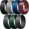 Egnaro Men’s Silicone Rings 10mm Wide 2.5mm Thick Rubber Wedding Bands, Multipack 1/4/7 Breathable Comfort Fit For Workout(SETA5-Light Gray  Black Gray  Emerald Green  Metallic Burgundy  Sea Blue  Blue Gray  Black)
