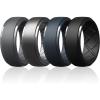 Egnaro Men’s Silicone Rings 10mm Wide 2.5mm Thick Rubber Wedding Bands, Multipack 1/4/7 Breathable Comfort Fit For Workout(SETA9-Dark Gray  Blue Gray  Dark Silver  Black)