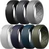 Egnaro Men’s Silicone Rings 10mm Wide 2.5mm Thick Rubber Wedding Bands, Multipack 1/4/7 Breathable Comfort Fit For Workout(SETB1-Black  Black Gray  Light Gray  White  Dark Blue  Twilight Blue  Olive Green)