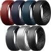 Egnaro Men’s Silicone Rings 10mm Wide 2.5mm Thick Rubber Wedding Bands, Multipack 1/4/7 Breathable Comfort Fit For Workout(SETB3-Black  Black Gray  Black Camo  Red  Dark Blue  Twilight Blue  Silver)
