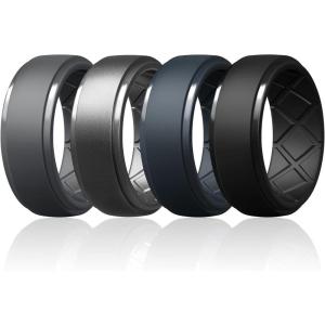 Egnaro Men’s Silicone Rings 10mm Wide 2.5mm Thick Rubber Wedding Bands, Multipack 1/4/7 Breathable Comfort Fit For Workout(SETA9-Dark Gray  Blue Gray  Dark Silver  Black)