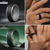 Egnaro Silicone Rings For Men, Rubber Wedding Bands For Him, 10.5mm Wide 2.8mm Thick, Breathable Design Step Edge(SETA15-Black/Light Gray  Black/Ink Green  Black/Sea Blue  Black/Blue Gray)