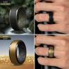 Egnaro Silicone Rings For Men, Rubber Wedding Bands For Him, 10.5mm Wide 2.8mm Thick, Breathable Design Step Edge(SETA3-Bronze/Black  Black/Olive Green  Black  Dark Silver/Black)