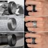 Egnaro Silicone Rings For Men, Rubber Wedding Bands For Him, 10.5mm Wide 2.8mm Thick, Breathable Design Step Edge(SETB1-Black/Light Gray  Dark Silver/Light Gray  Dark Gray/Black  Navy Blue/Black  Dark Blue/Black  Olive Green/Black)