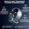 Egnaro Silicone Rings For Men, Rubber Wedding Bands For Him, 10.5mm Wide 2.8mm Thick, Breathable Design Step Edge(SETC1-Silver/Black)