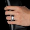 Egnaro Silicone Rings For Men, Rubber Wedding Bands For Him, 10.5mm Wide 2.8mm Thick, Breathable Design Step Edge(SETC1-Silver/Black)