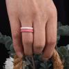 Egnaro Silicone Wedding Ring for Women,Thin and Stackble Braided Rubber Wedding Bands,No-Toxic,Skin Safe(23-Faint Red Light Blue Whitepink Ivory)