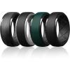 Egnaro Silicone Rings For Men, Rubber Wedding Bands For Him, 10.5mm Wide 2.8mm Thick, Breathable Design Step Edge(SETA12-Black Camo/Black  Black/Light Gray  Pine Green/Black  Black)