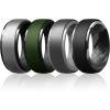 Egnaro Silicone Rings For Men, Rubber Wedding Bands For Him, 10.5mm Wide 2.8mm Thick, Breathable Design Step Edge(SETA13-Silver/Black  Dark Foliage Green/Black  Dark Silver/Light Gray  Black/Black Gray Camo)