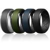 Egnaro Silicone Rings For Men, Rubber Wedding Bands For Him, 10.5mm Wide 2.8mm Thick, Breathable Design Step Edge(SETA14-Black Gray/Light Gray  Olive Green/Black  Twilight Blue/Black  Black)