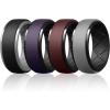 Egnaro Silicone Rings For Men, Rubber Wedding Bands For Him, 10.5mm Wide 2.8mm Thick, Breathable Design Step Edge(SETA1-Black/Black Gray  Dark Purple/Black  Maroon/Black  Light Gray/Black)