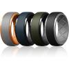 Egnaro Silicone Rings For Men, Rubber Wedding Bands For Him, 10.5mm Wide 2.8mm Thick, Breathable Design Step Edge(SETA4-White Gray/Orange  Twilight Blue/Black  Olive Green/Black  Black/Black Gray)