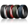 Egnaro Silicone Rings For Men, Rubber Wedding Bands For Him, 10.5mm Wide 2.8mm Thick, Breathable Design Step Edge(SETA5-Black/Light Gray  Black/Red  Olive Green/Black  Twilight Blue/Black)