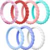 Egnaro Silicone Wedding Ring for Women,Thin and Stackble Braided Rubber Wedding Bands,No-Toxic,Skin Safe(21-Pink Camo  Honey Red  Mint Green  Sky blue  light purple-blue  White  peach pink)