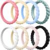 Egnaro Silicone Wedding Ring for Women,Thin and Stackble Braided Rubber Wedding Bands,No-Toxic,Skin Safe(25-Faint Red  Sunlight Yellow  Metallic Green  White  Nude  Whitepink  Black  Sky blue)