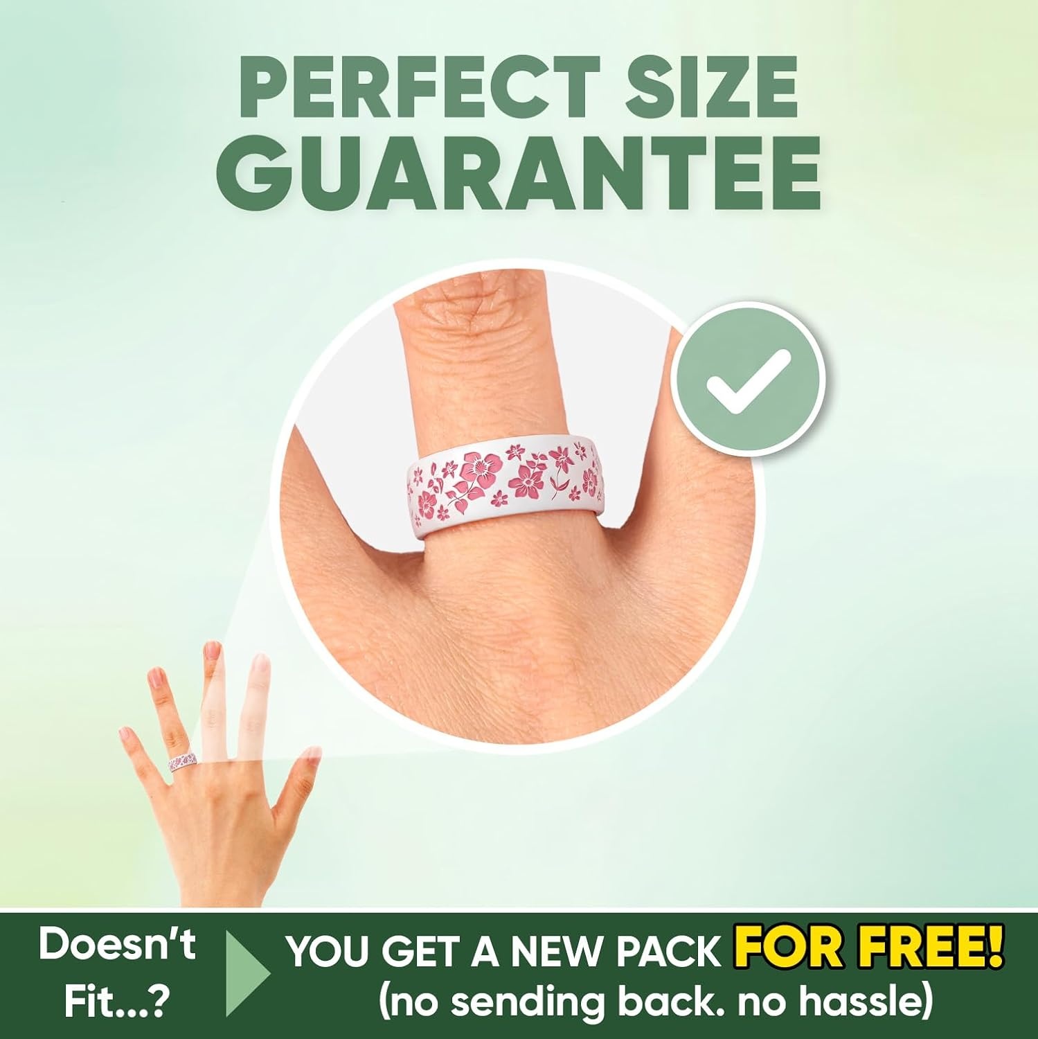 image:imageEgnaro Silicone Wedding Ring for Women Floral Engraved TwoTone Rubber Band with Breathable Inner XGrooves Hypoallergenic Engagement Ring for Her Waterproof for Workout Gym Swimming TravelSETC2 Apple Blossoms White Faint Red