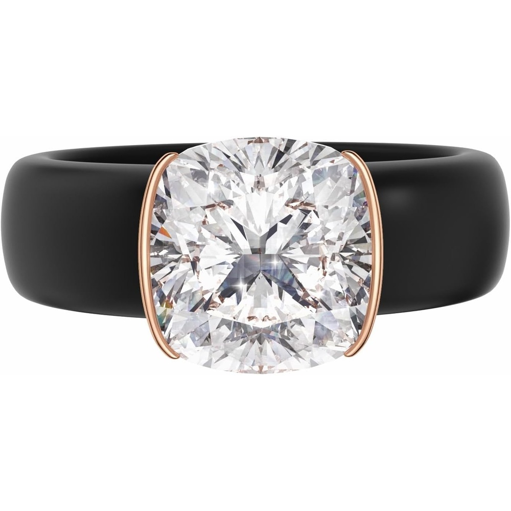 image:imageEgnaro Silicone Anniversary Ring with Stone  Cushion Cut Cubic Zirconia Solitaire Ring for Women Flexible Rubber Wedding Band For Work Travel Daily Wear  Patented DesignSETBBlack  Rose Gold