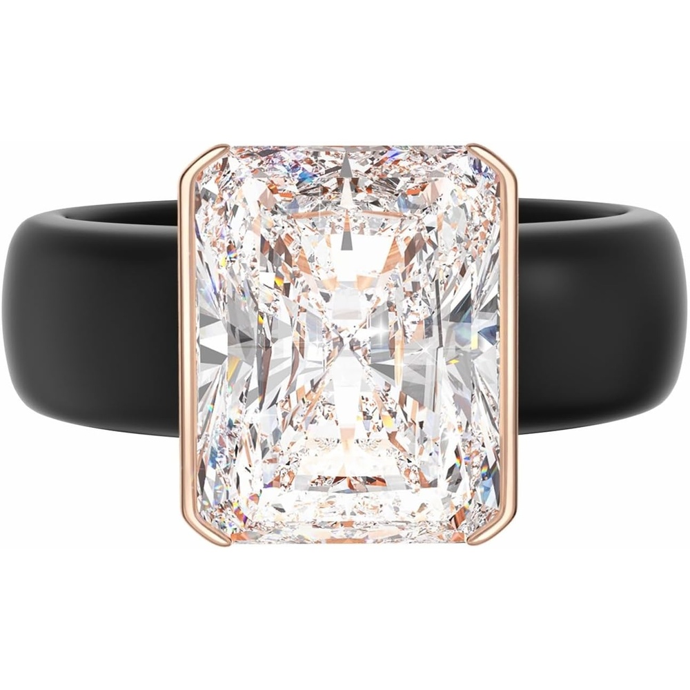 image:imageEgnaro Silicone Engagement Ring with Stone  Radiant Cut Cubic Zirconia Solitaire Ring for Women Flexible Rubber Wedding Band For Work Travel Daily Wear  Patented DesignSETBBlack  Rose Gold
