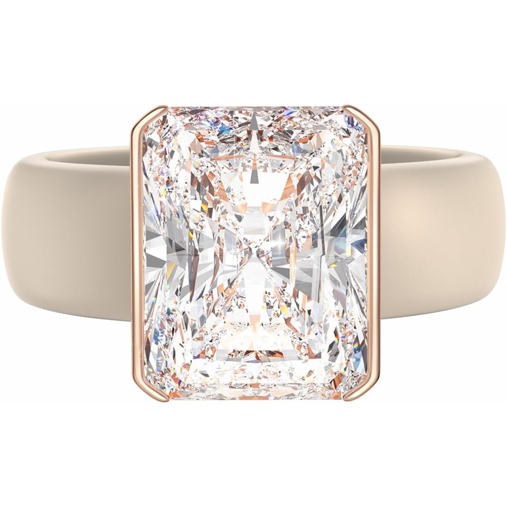image:imageEgnaro Silicone Engagement Ring with Stone  Radiant Cut Cubic Zirconia Solitaire Ring for Women Flexible Rubber Wedding Band For Work Travel Daily Wear  Patented DesignSETANude  Rose Gold