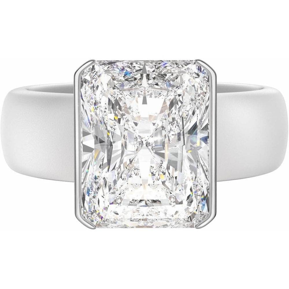 image:imageEgnaro Silicone Engagement Ring with Stone Radiant Cut Cubic Zirconia Solitaire Ring for Women Flexible Rubber Wedding Band For Work Travel Daily Wear Patented DesignSETCWhite Silver