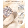 Egnaro Silicone Anniversary Ring with Stone – Cushion Cut Cubic Zirconia Solitaire Ring for Women, Flexible Rubber Wedding Band For Work Travel Daily Wear – Patented Design(SETA-Nude / Rose Gold)