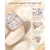 Egnaro Silicone Engagement Ring with Stone – Radiant Cut Cubic Zirconia Solitaire Ring for Women, Flexible Rubber Wedding Band For Work Travel Daily Wear – Patented Design(SETA-Nude / Rose Gold)