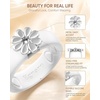 Egnaro Silicone Ring with Copper Alloy Daisy, Flexible Rubber Wedding Band Women, Alternative to Traditional Metal Rings, Ideal for Yoga, Travel, Work, Daily Wear, Gift for Her(PACK C: White / Metal Daisy – Silver)