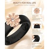 Egnaro Silicone Ring with Copper Alloy Daisy, Flexible Rubber Wedding Band Women, Alternative to Traditional Metal Rings, Ideal for Yoga, Travel, Work, Daily Wear, Gift for Her(PACK B: Black / Metal Daisy – Rose Gold)