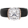 Egnaro Silicone Anniversary Ring with Stone – Cushion Cut Cubic Zirconia Solitaire Ring for Women, Flexible Rubber Wedding Band For Work Travel Daily Wear – Patented Design(SETB-Black / Rose Gold)