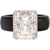 Egnaro Silicone Engagement Ring with Stone – Radiant Cut Cubic Zirconia Solitaire Ring for Women, Flexible Rubber Wedding Band For Work Travel Daily Wear – Patented Design(SETB-Black / Rose Gold)