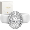Egnaro Silicone Promise Ring with Stone – Oval Cut Cubic Zirconia Solitaire Ring For Women, Flexible Rubber Wedding Band With Gift Box For Work Travel Daily Wear(SETC-White / Silver)