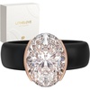 Egnaro Silicone Promise Ring with Stone – Oval Cut Cubic Zirconia Solitaire Ring For Women, Flexible Rubber Wedding Band With Gift Box For Work Travel Daily Wear(SETB-Black / Rose Gold)
